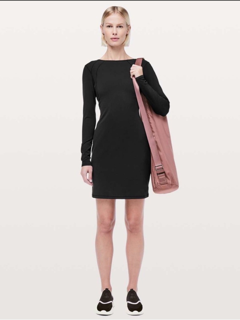 Lululemon Contour Dress Nulu Black Long Sleeve Open Back Size 4